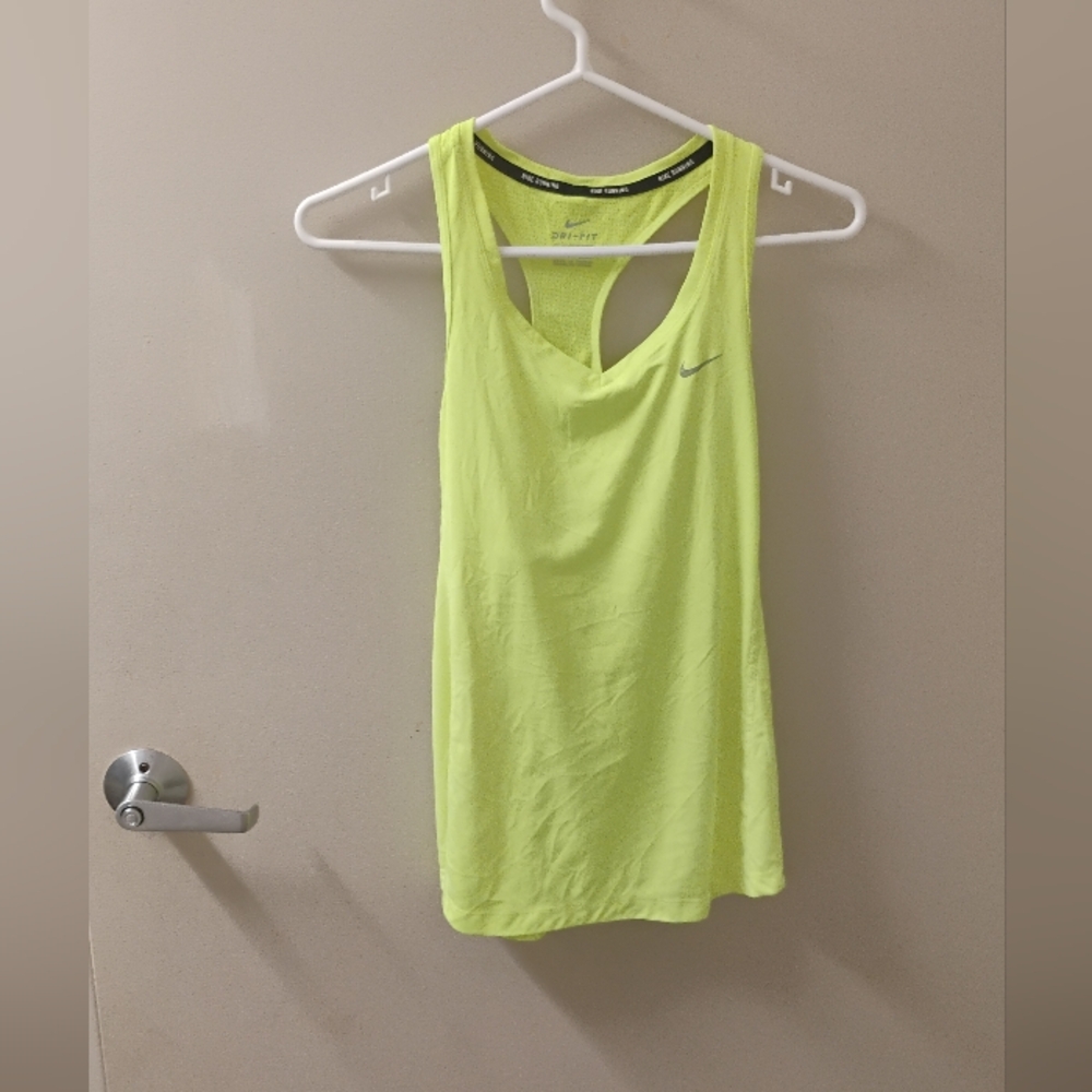 Nike Women's Neon Yellow Athletic Tank Top Sz M Dri Fit